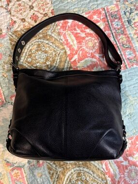 Coach F15064 BLACK Leather Duffle Pebbled Crossbody Hobo Bag Adjustable Vintage